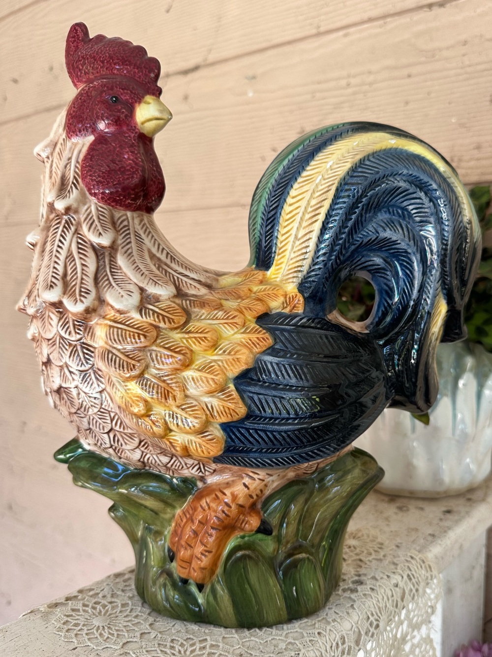 Vintage 1990’s Hand-Painted Ceramic Rooster figurine produced by CBK Ltd